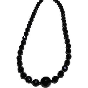 Vintage Ascending Faceted Black Onyx Necklace